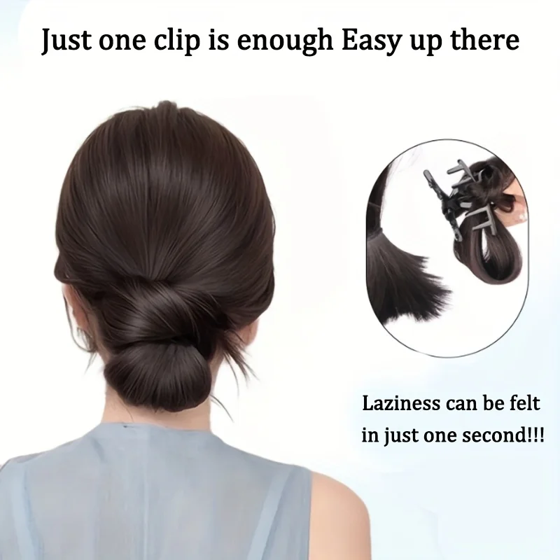 4-inch synthetic low-tie ball head wig, a clip-on bun wig that naturally connects to a woman's ponytail Hair extension