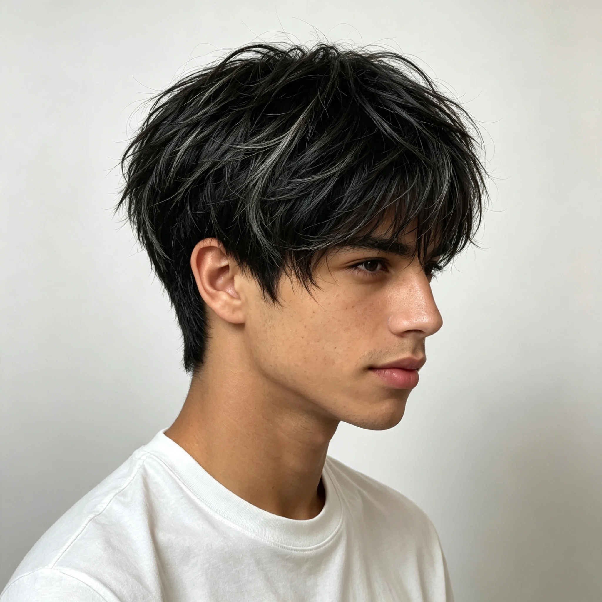 Black Messy Layered Short Synthetic Wig Men Universal Anime Cosplay Wig Heat Resistant Fiber for Halloween Daily Use