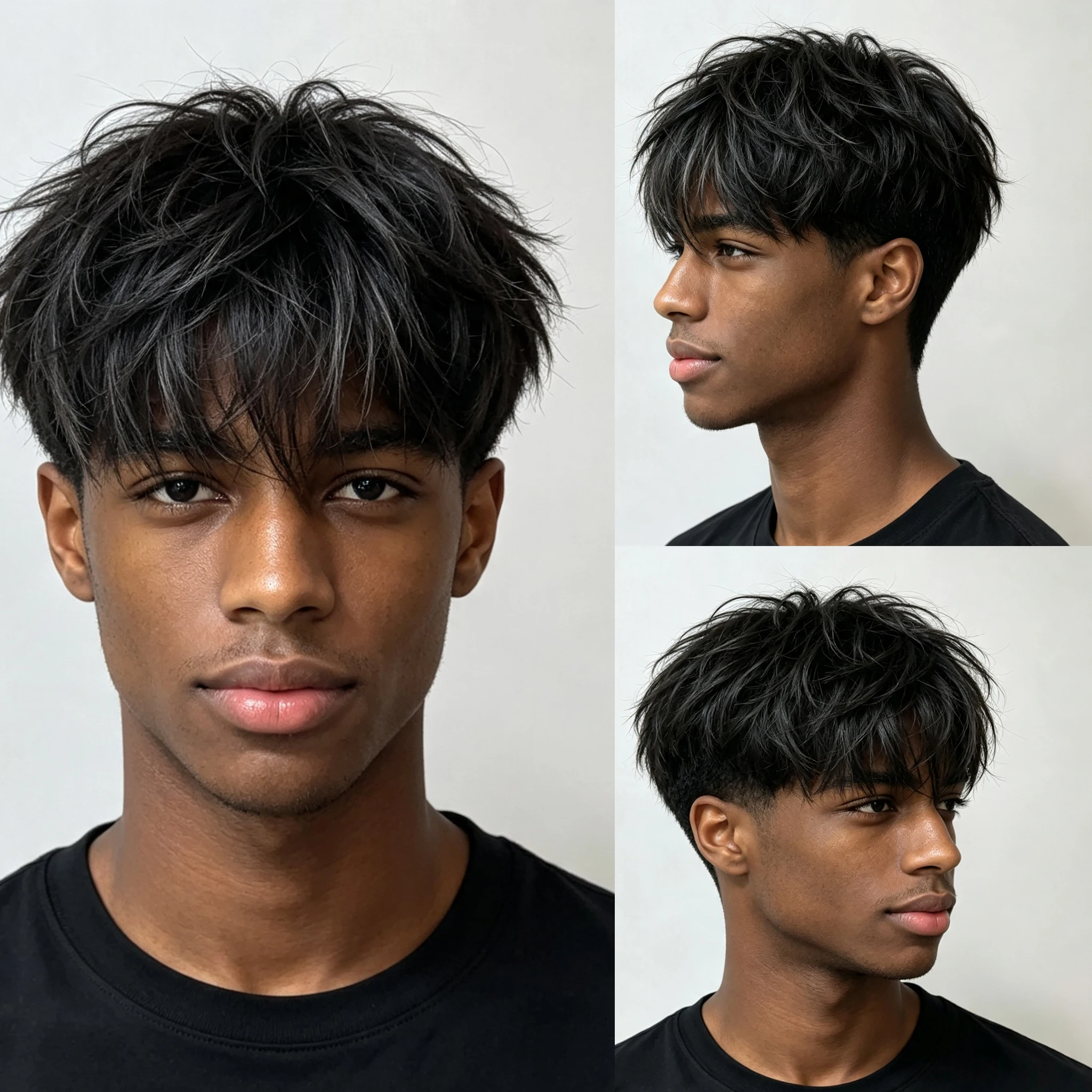 Black Messy Layered Short Synthetic Wig Men Universal Anime Cosplay Wig Heat Resistant Fiber for Halloween Daily Use