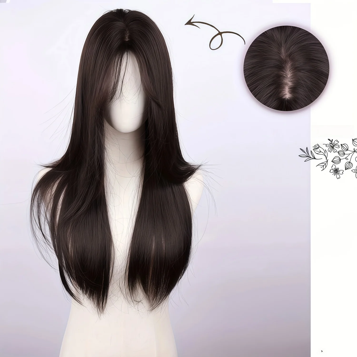 Natural Black 28 Inch Long Straight Wig Heat Resistant Synthetic Wig For Women Cosplay Party Carnival