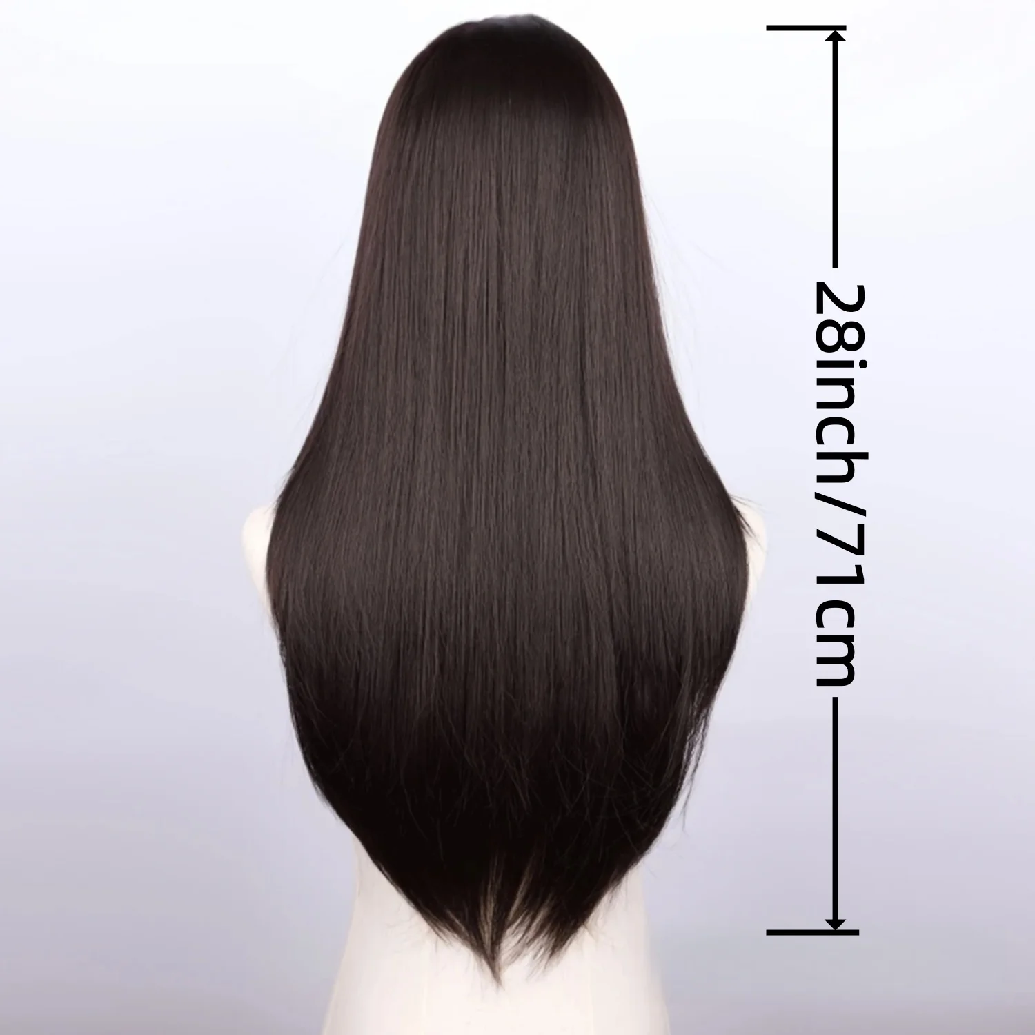 Natural Black 28 Inch Long Straight Wig Heat Resistant Synthetic Wig For Women Cosplay Party Carnival