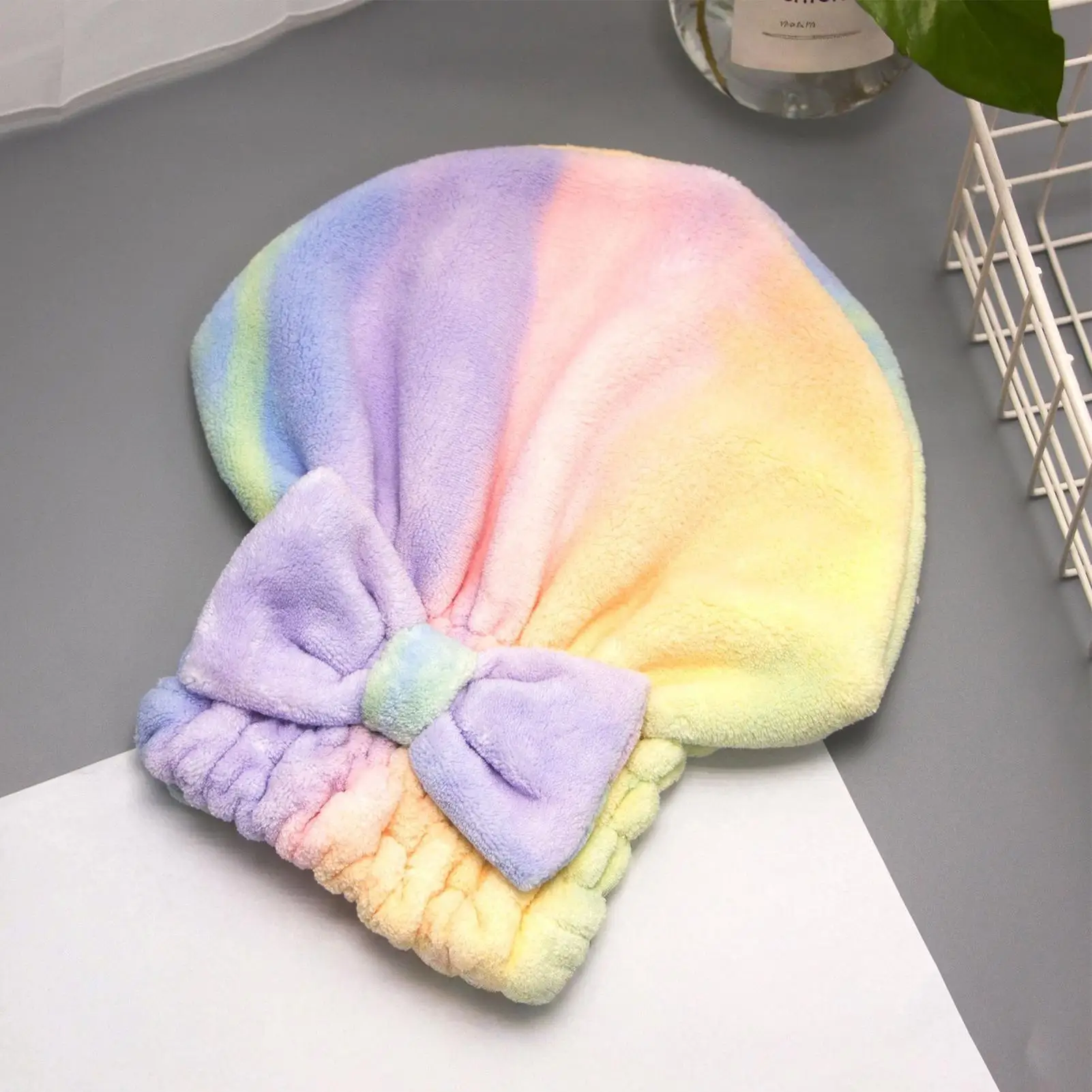 Microfiber Hair Drying Towels Head Wrap with Bow-Knot Shower Cap Hair Turban HairWrap Bath Cap for Curly Long Wet Hair Gift