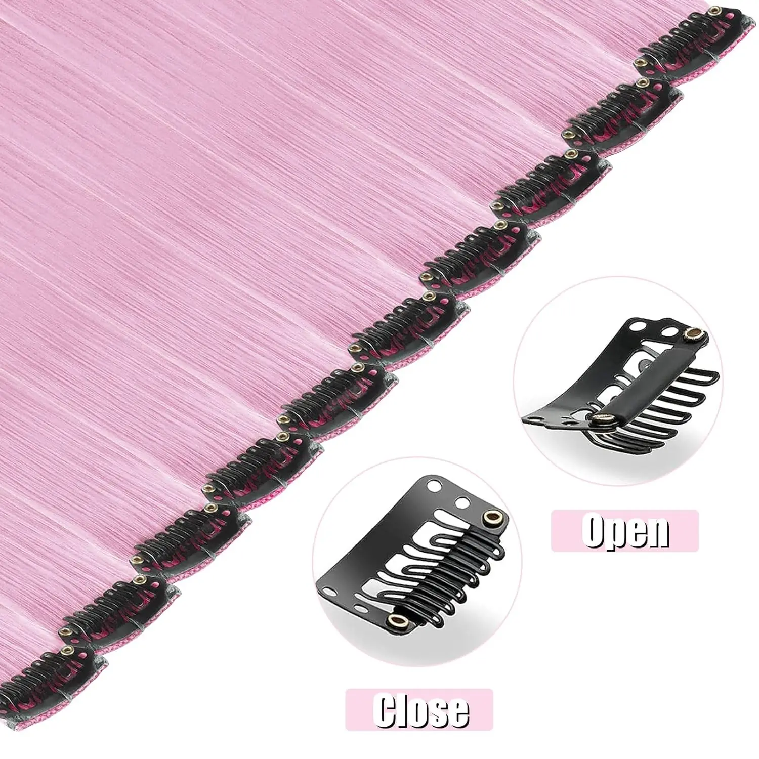 12 PCS Synthetic Hairpiece Black Hair Extensions Clip in, Colored Party Highlights Extension for Girls Women Straight 22 inch