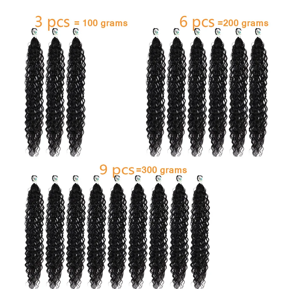 24-28inch Short And Elastic Synthetic Curly Hair Bundles Water Wave Hair Extension For Women Suitable For Daily Holiday Wear