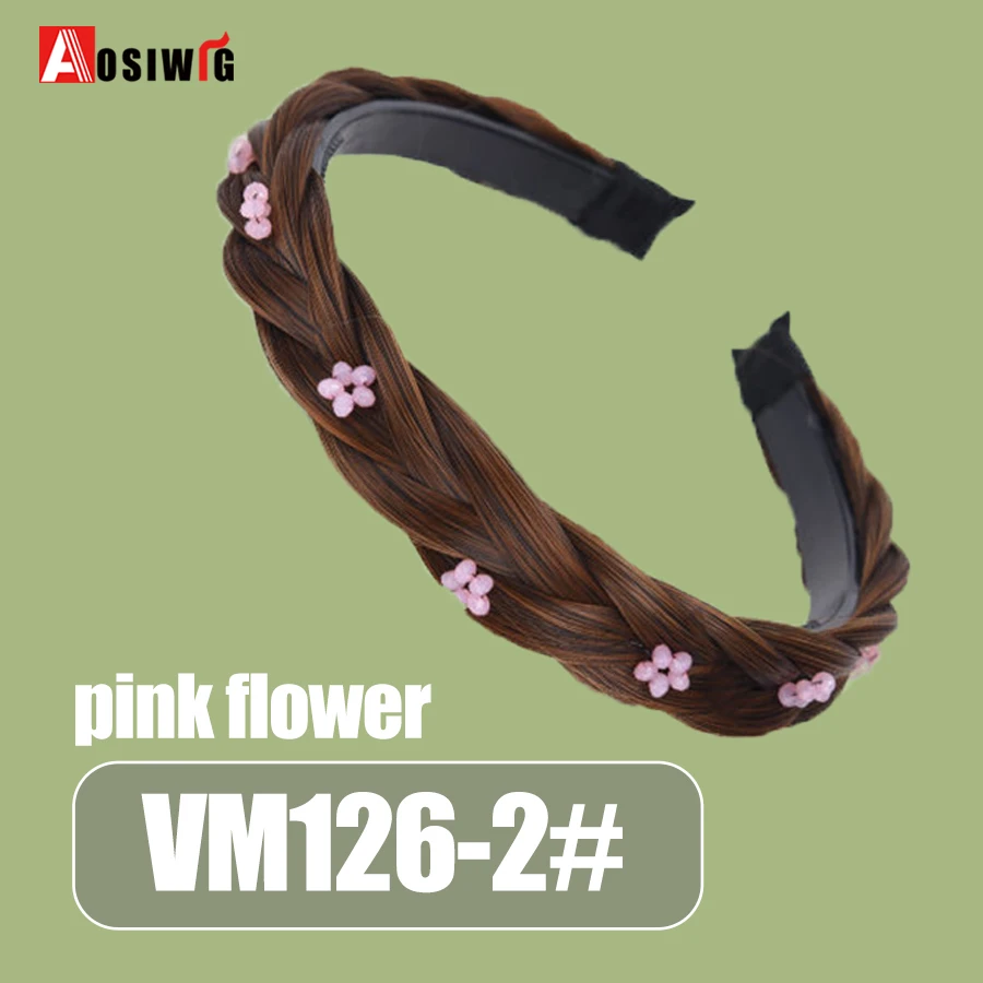 AOSI 1PC Synthetic Ladies Hair Wide Fishbone Braids Non-slip Headband Handmade Retro Headband Styling Headwear Accessories
