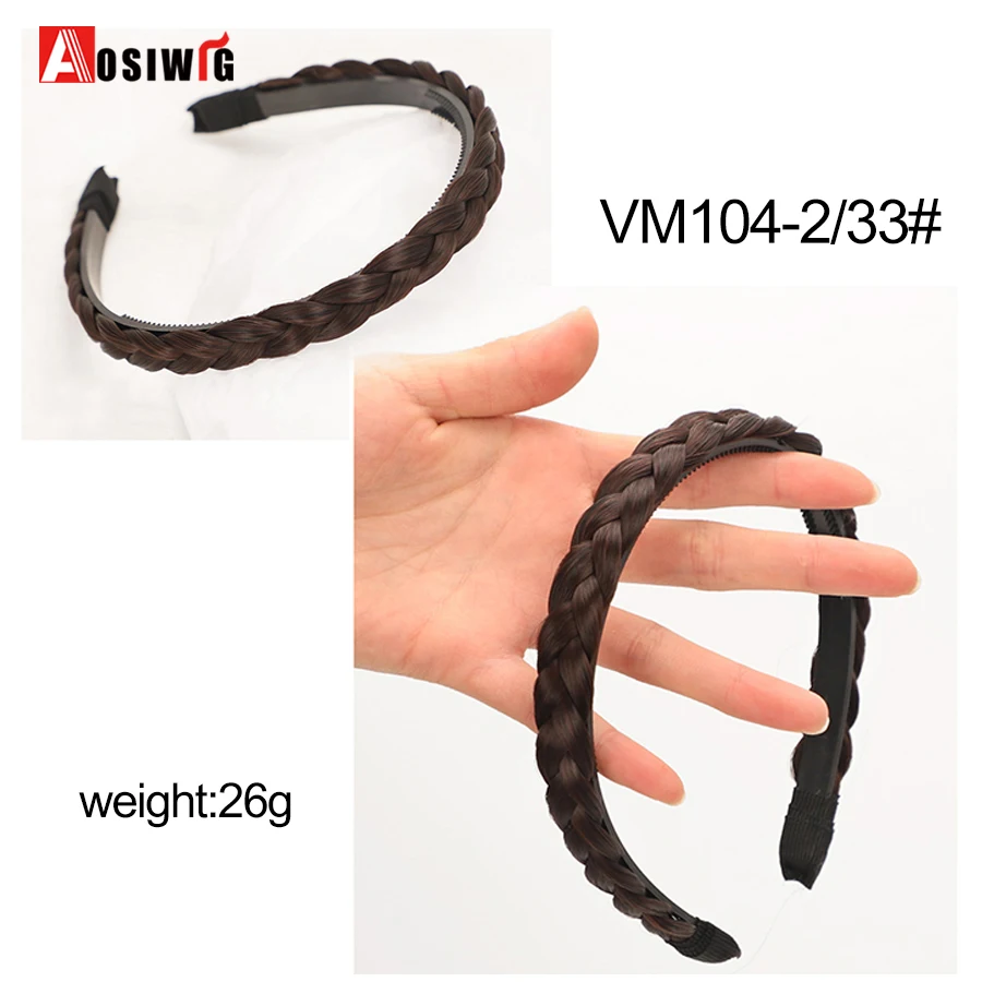 AOSI 1PC Synthetic Ladies Hair Wide Fishbone Braids Non-slip Headband Handmade Retro Headband Styling Headwear Accessories