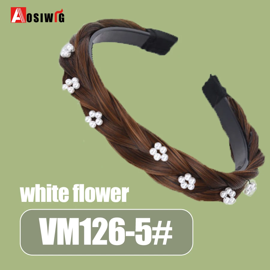 AOSI 1PC Synthetic Ladies Hair Wide Fishbone Braids Non-slip Headband Handmade Retro Headband Styling Headwear Accessories