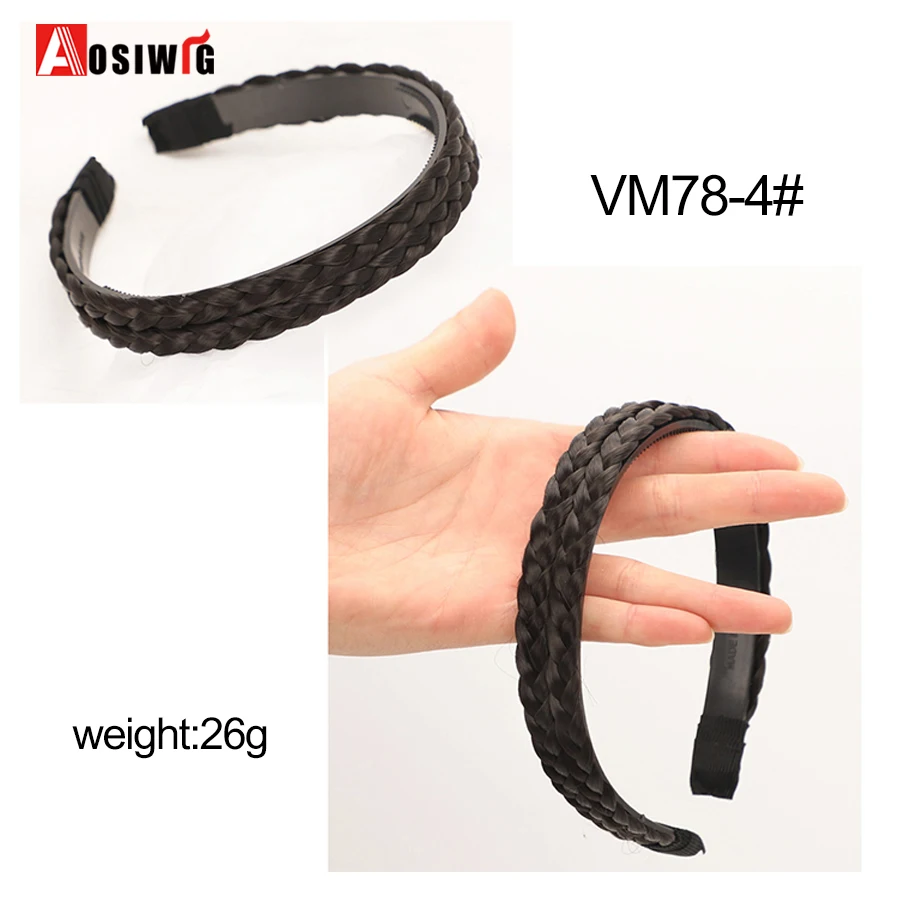 AOSI 1PC Synthetic Ladies Hair Wide Fishbone Braids Non-slip Headband Handmade Retro Headband Styling Headwear Accessories