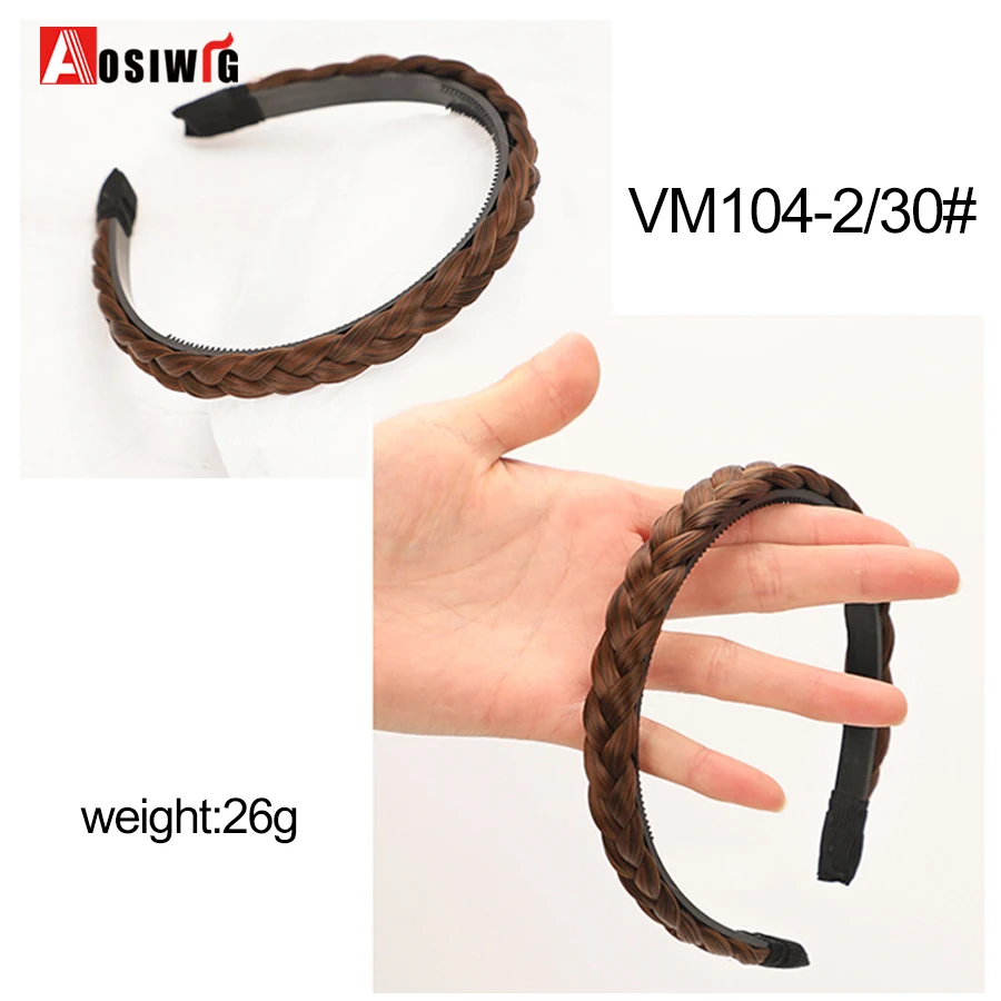 AOSI 1PC Synthetic Ladies Hair Wide Fishbone Braids Non-slip Headband Handmade Retro Headband Styling Headwear Accessories