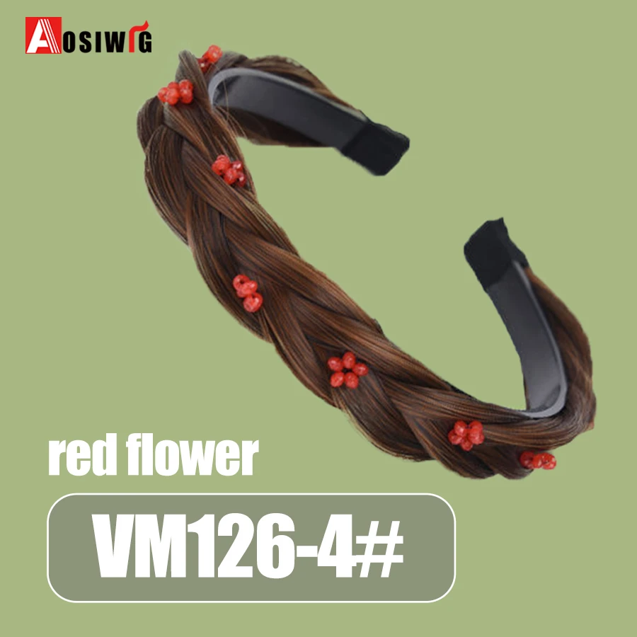 AOSI 1PC Synthetic Ladies Hair Wide Fishbone Braids Non-slip Headband Handmade Retro Headband Styling Headwear Accessories