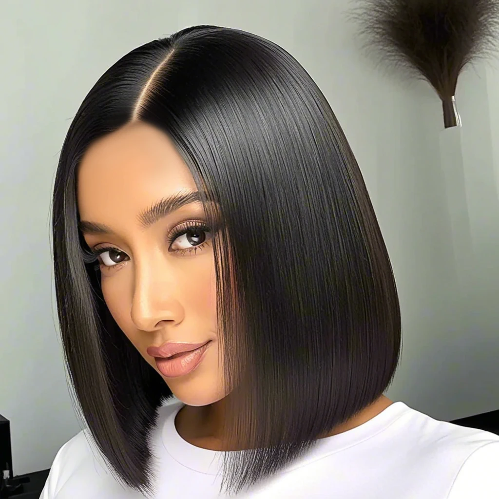 12 inch black synthetic wig, suitable for women's daily party fashion use