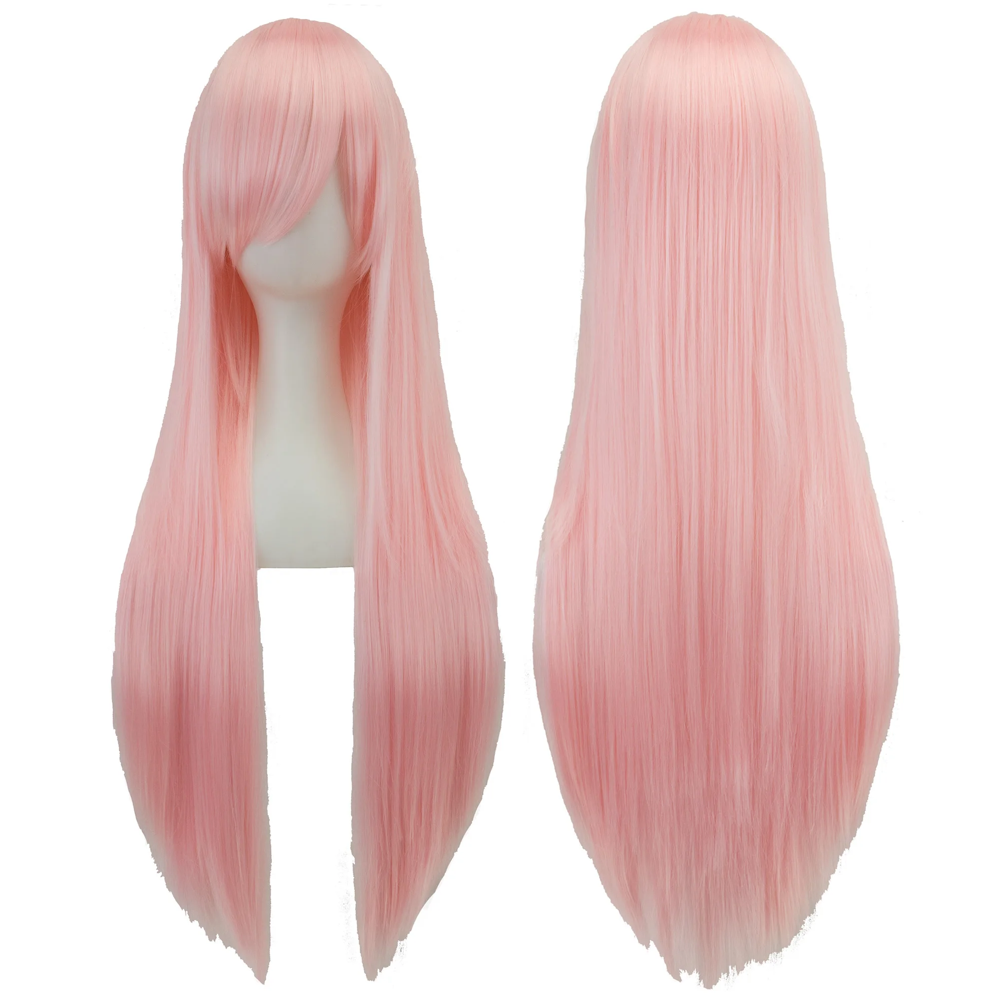 Synthetic Pink Straight Wig with Bangs for Anime Yuno Gasai Cosplay Princess Bubblegum Hair Wigs for Halloween Costume