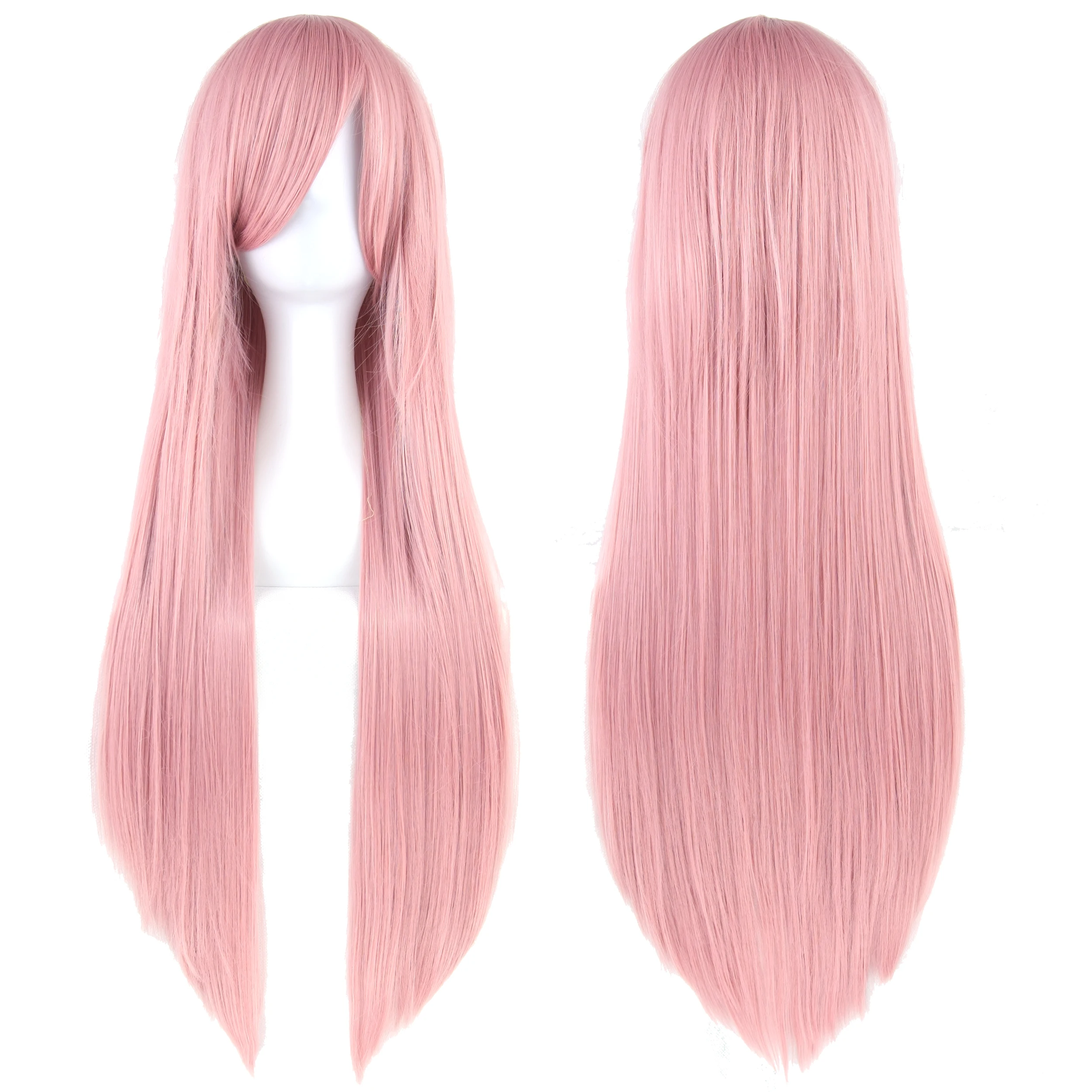 Synthetic Pink Straight Wig with Bangs for Anime Yuno Gasai Cosplay Princess Bubblegum Hair Wigs for Halloween Costume