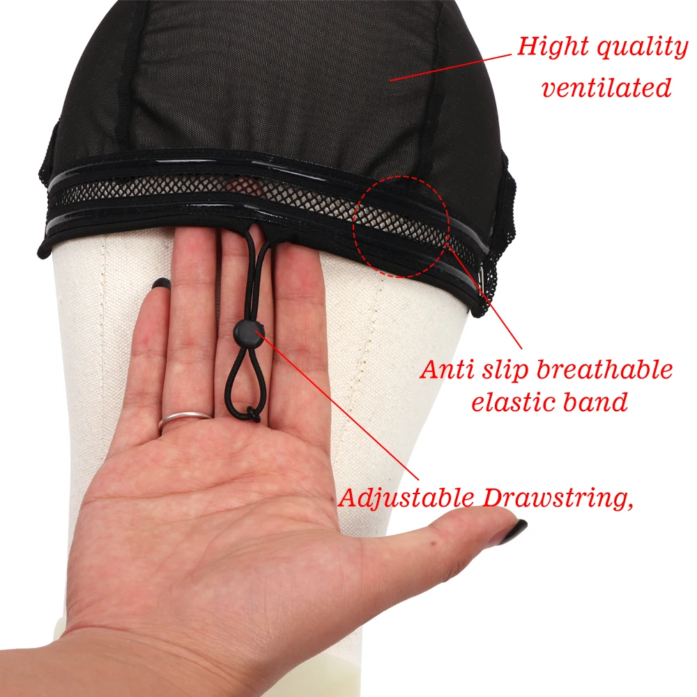 Half Wig Cap Drawstring Caps For Making Wigs 1 Sewing Wig Base Cap And 1 Removable Wig Elastic Band 1 Hd Hair Net For Wig Making