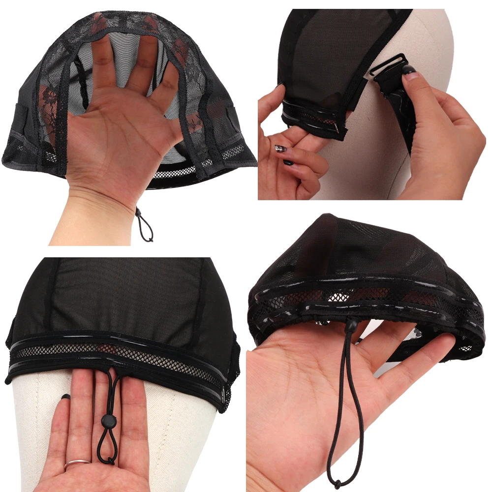 Half Wig Cap Drawstring Caps For Making Wigs 1 Sewing Wig Base Cap And 1 Removable Wig Elastic Band 1 Hd Hair Net For Wig Making