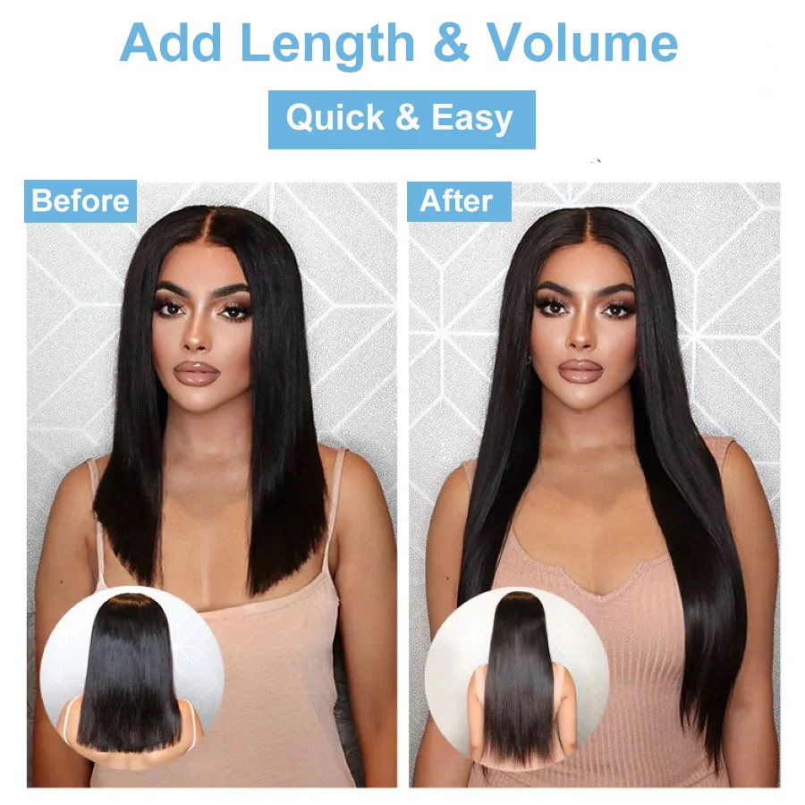 8 Pieces Hair Extensions Clip in Human Hair 18 Clips Full Head Clip on Remy Hair Extension for Women Natural Black Clip Hair