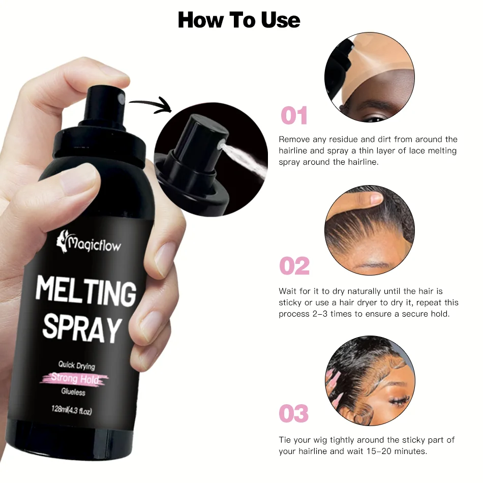 128ml/4.3fl.oz Natural Hold Lace Melting Spray - Strong Glueless Bonding Spray for Wigs | Quick-Drying Hair Adhesive