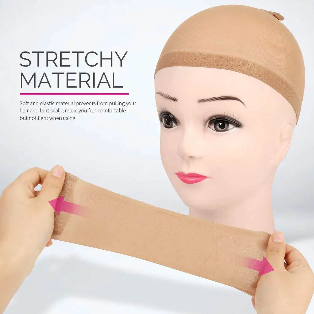 24Pieces (12 Packs) Wig Cap Fashion Stretchable Hair Nets 2Pcs/Pack Stocking Hair Cap Free Size Nylon Mesh Wig Net