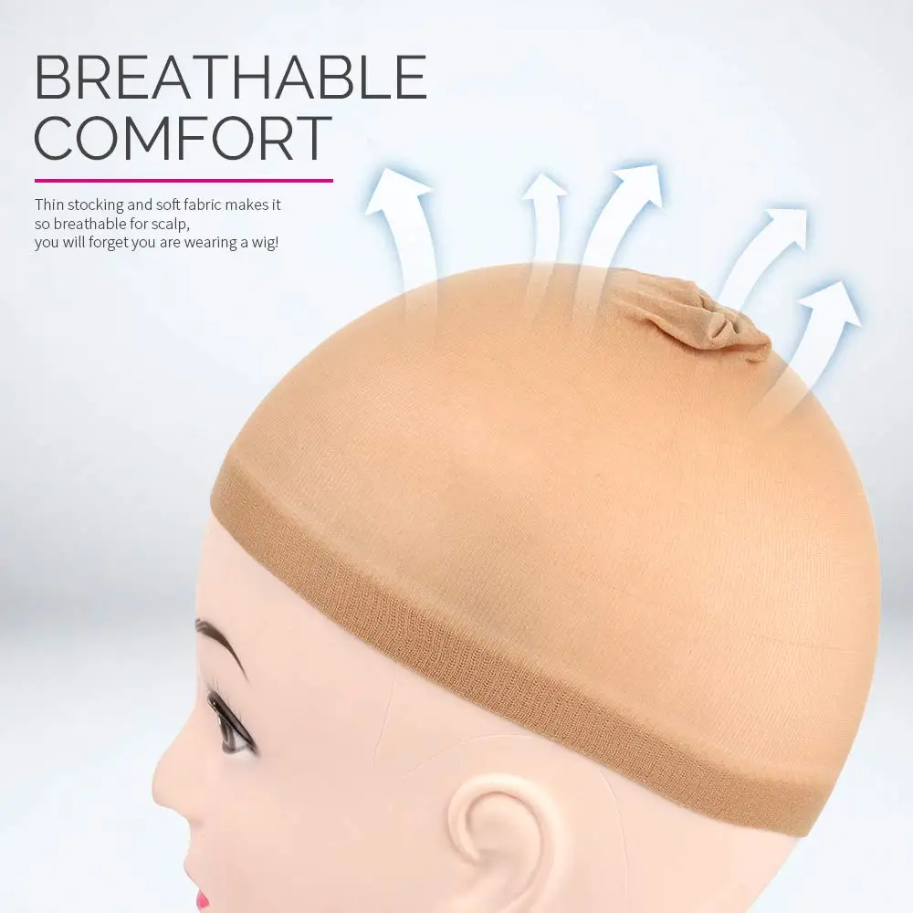 24Pieces (12 Packs) Wig Cap Fashion Stretchable Hair Nets 2Pcs/Pack Stocking Hair Cap Free Size Nylon Mesh Wig Net