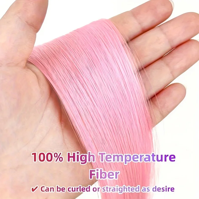 20Inch Synthetic Colorful 5pcs/set Clip Hair Extensions High Temperature Long Straight Hairpieces for Women Daily Party Use