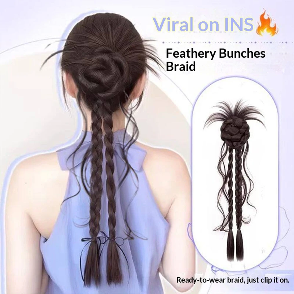 Claw Clip Synthetic Hair Twist Braid Lazy Messy Loose Temples Chignon Ponytail Hair Accessories Heat Resistant for Women