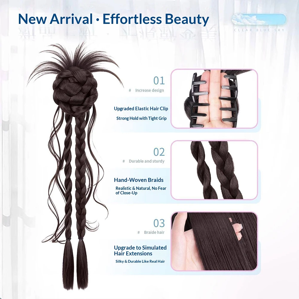 Claw Clip Synthetic Hair Twist Braid Lazy Messy Loose Temples Chignon Ponytail Hair Accessories Heat Resistant for Women
