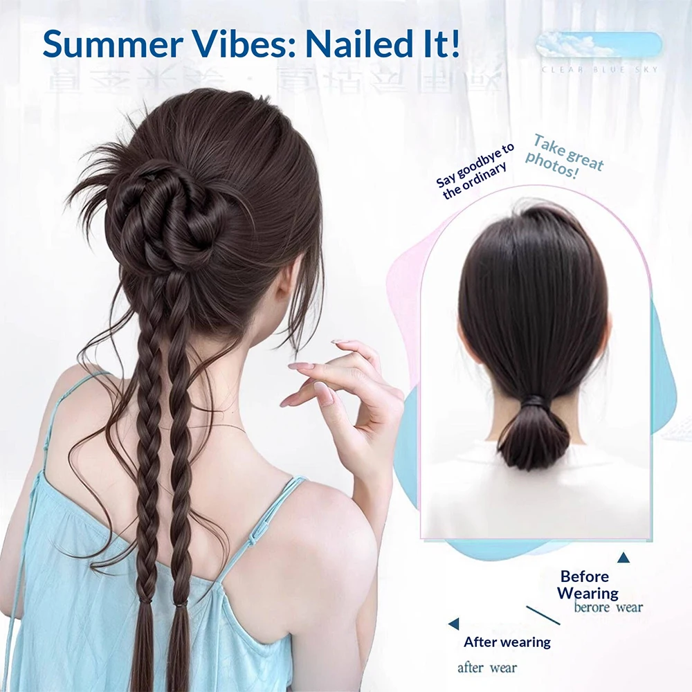 Claw Clip Synthetic Hair Twist Braid Lazy Messy Loose Temples Chignon Ponytail Hair Accessories Heat Resistant for Women