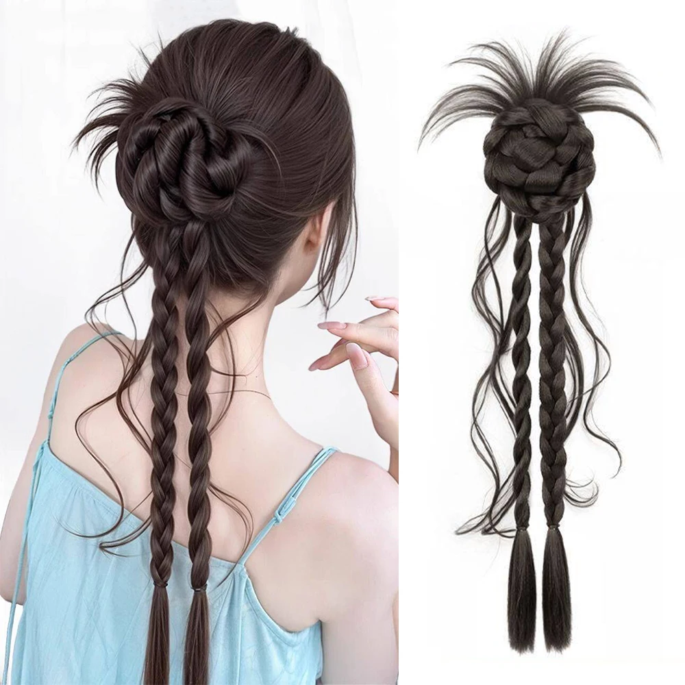 Claw Clip Synthetic Hair Twist Braid Lazy Messy Loose Temples Chignon Ponytail Hair Accessories Heat Resistant for Women