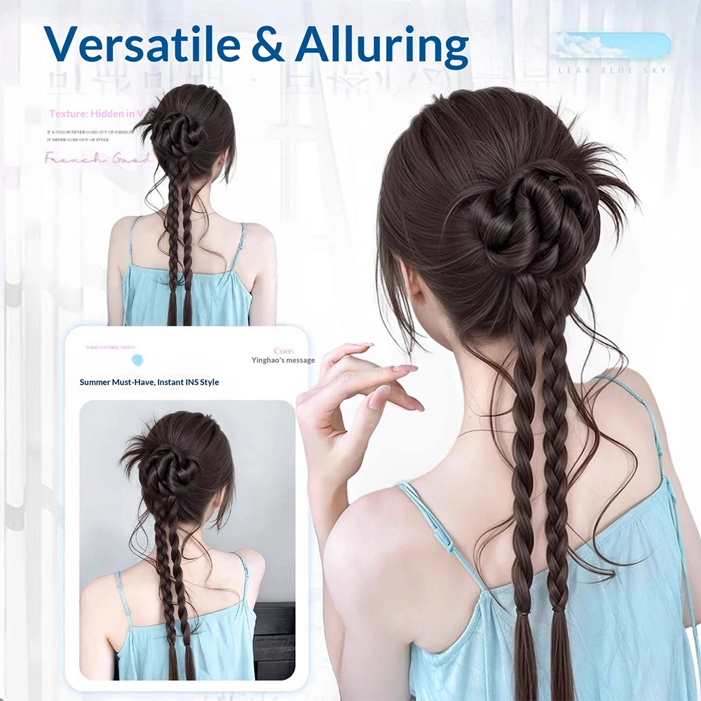 Claw Clip Synthetic Hair Twist Braid Lazy Messy Loose Temples Chignon Ponytail Hair Accessories Heat Resistant for Women