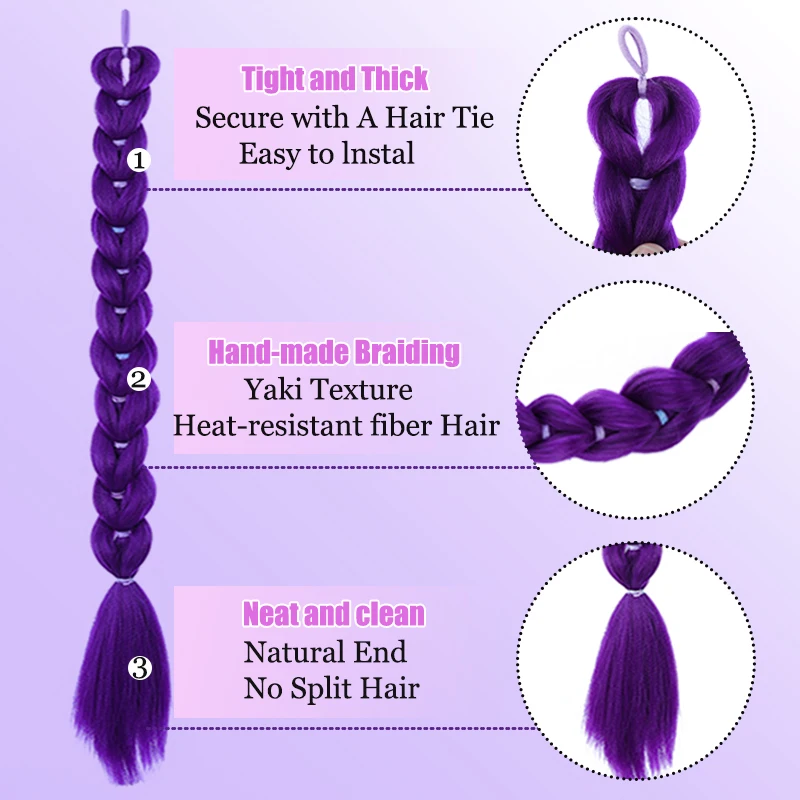 Wig Ponytail Witch Hunting Group Cos Wig Purple Braid Wig Ponytail Braid