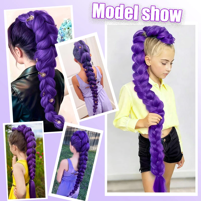 Wig Ponytail Witch Hunting Group Cos Wig Purple Braid Wig Ponytail Braid