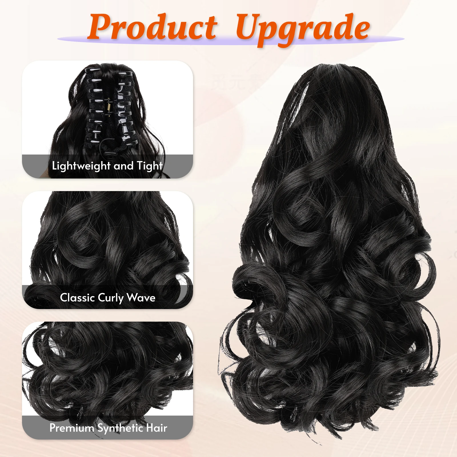 Ponytail Extensions,10 inch Short Claw Clip on Ponytail Extensions Chocolate Brown Synthetic Curly Wavy Pony Tails Hairpieces