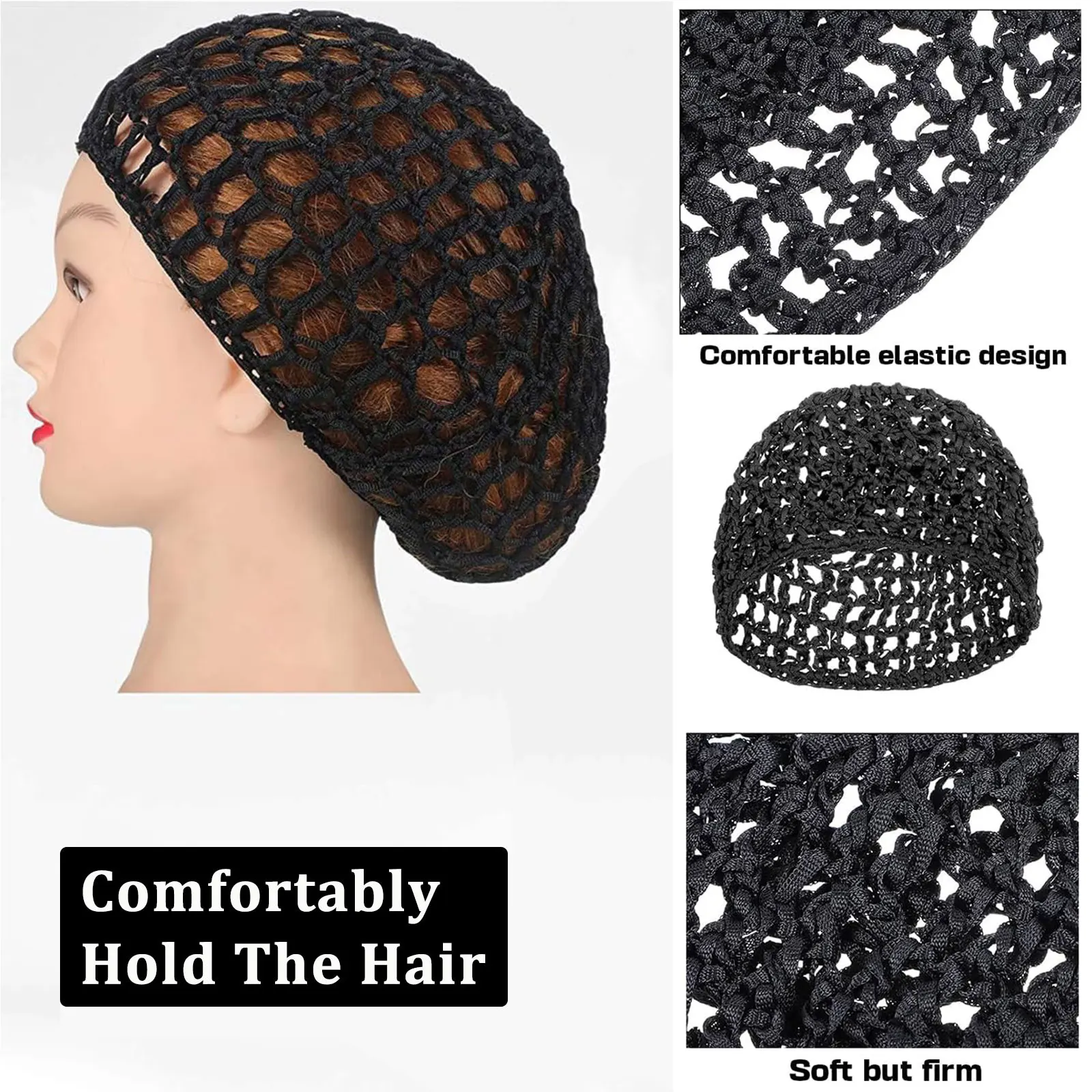 Colored Mesh Hair Nets For Sleeping Crochet Hair Net Sleeping Cap Long Curly Headwear Protector Mesh Chef Hats Bun Lifting Strap