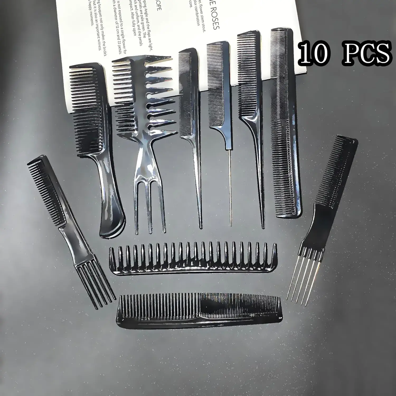 10-Pieces Hairdressing Comb Set, Hairdressing Comb Set, Salon Anti-Static Stylist Comb and Clip Set