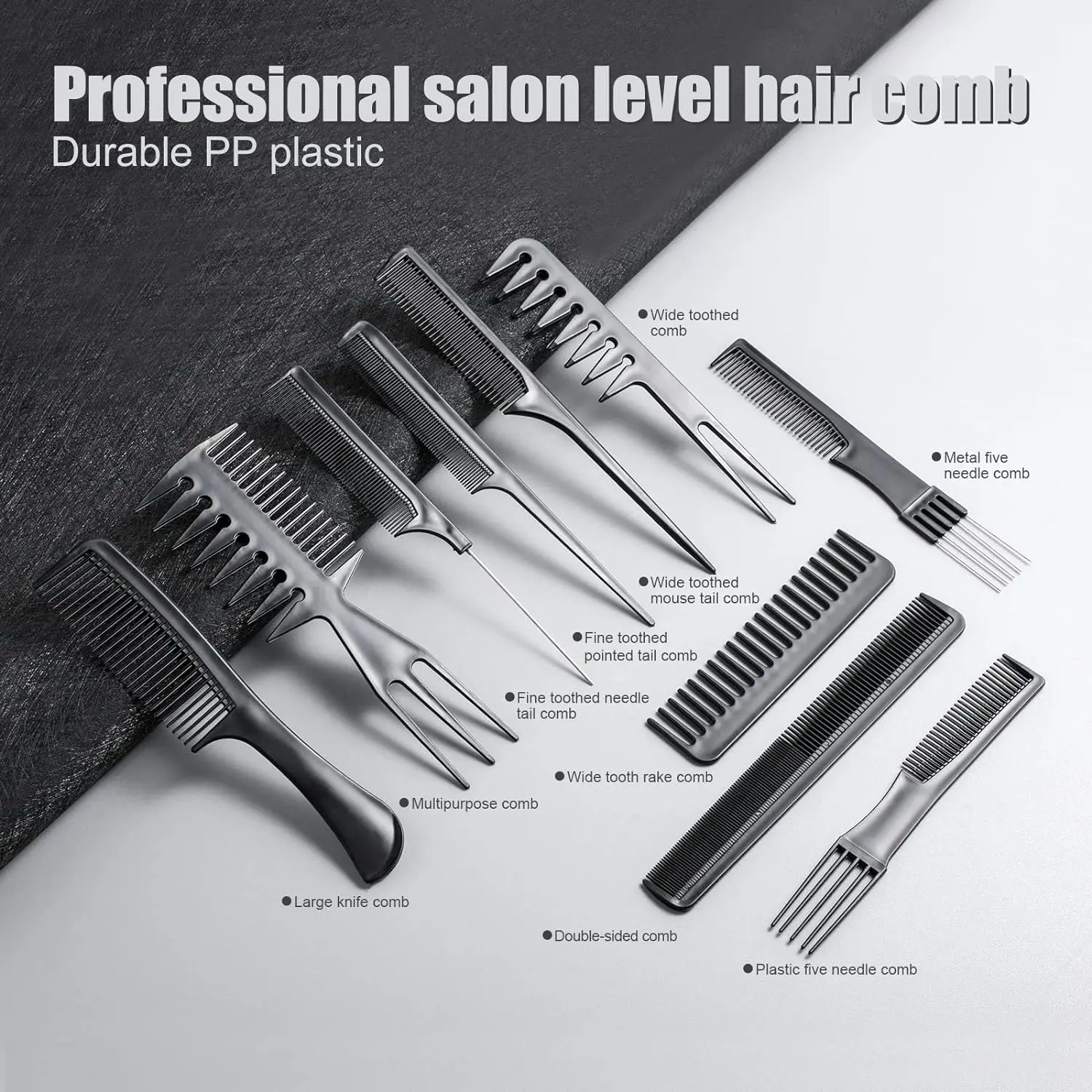 10-Pieces Hairdressing Comb Set, Hairdressing Comb Set, Salon Anti-Static Stylist Comb and Clip Set