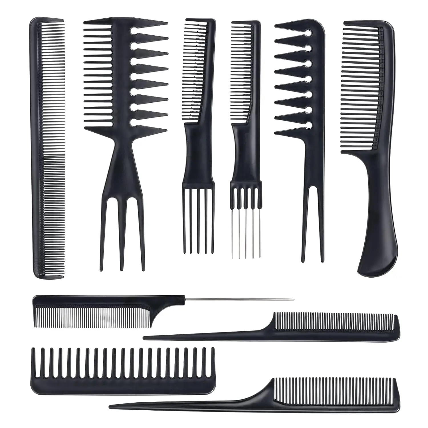 10-Pieces Hairdressing Comb Set, Hairdressing Comb Set, Salon Anti-Static Stylist Comb and Clip Set