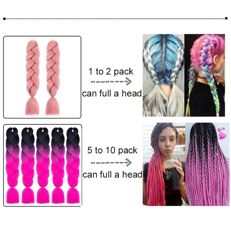 24Inch Synthetic Long Box Jumbo Braiding Hair Extensions Yaki Straight Texture for Women Dreadlocks