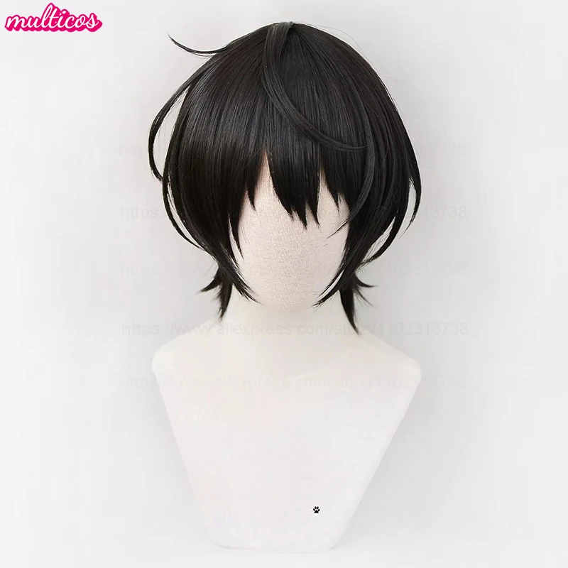 High Quality Game ES Sakuma Rei Sakuma Ritsu Cosplay Wig 30cm 45cm Black Heat Resistant Synthetic Hair Halloween Anime Wigs