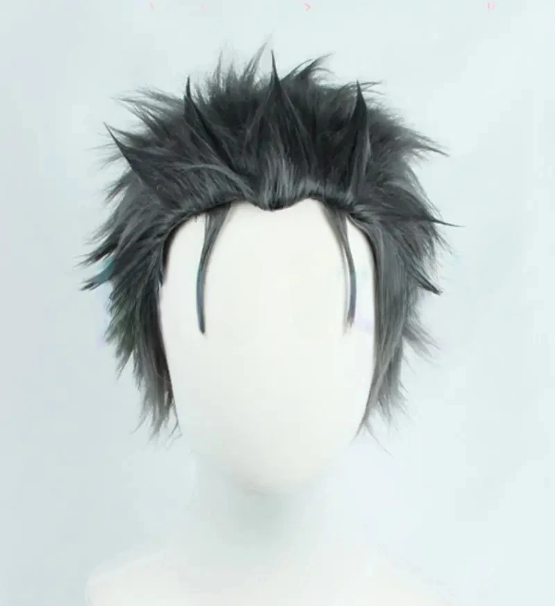 Re:Zero kara Hajimeru Isekai Seikatsu Subaru Natsuki Wig Black Grey Mix Short Synthetic Hair Cosplay Wigs