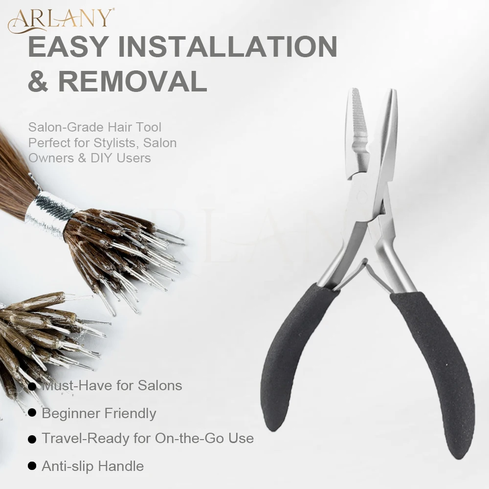 ARLANY Hair Extension Pliers for Micro Beads Anti-Slip Microlink Pliers for Weft Extensions Hair Tinsel Keratin Bonding Removal