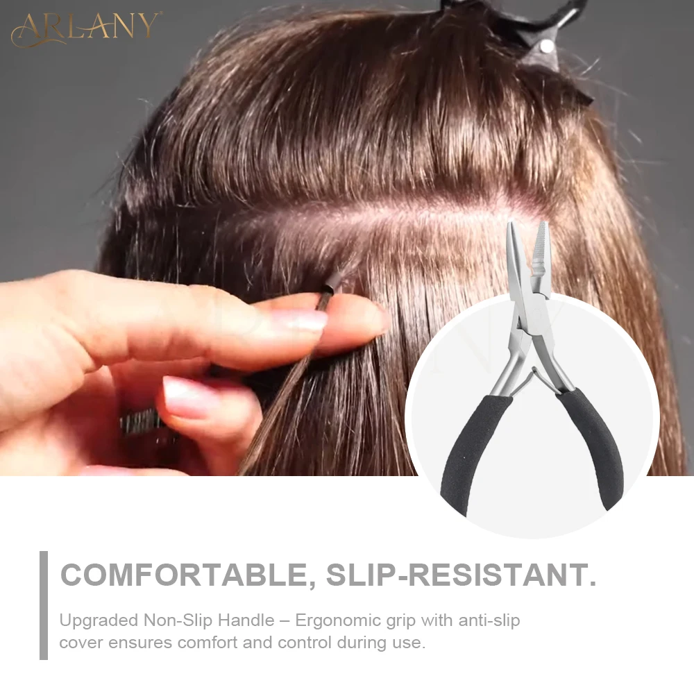 ARLANY Hair Extension Pliers for Micro Beads Anti-Slip Microlink Pliers for Weft Extensions Hair Tinsel Keratin Bonding Removal