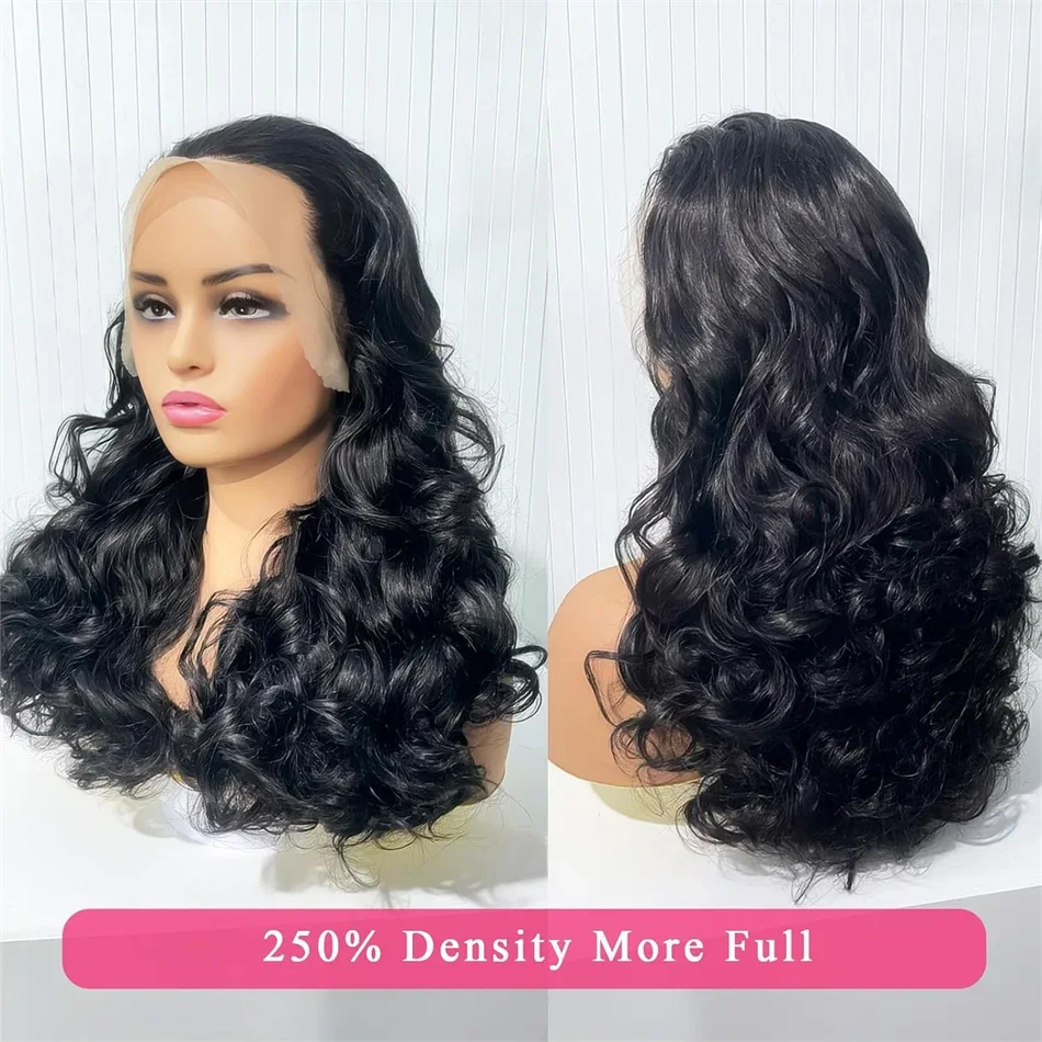 Raw Hair Vietnamese 250 Density 100% Hair Lace Frontal Wig Bouncy Wave Loose Wave Bob Wig Lace Front Hair Synthetic Material Wig