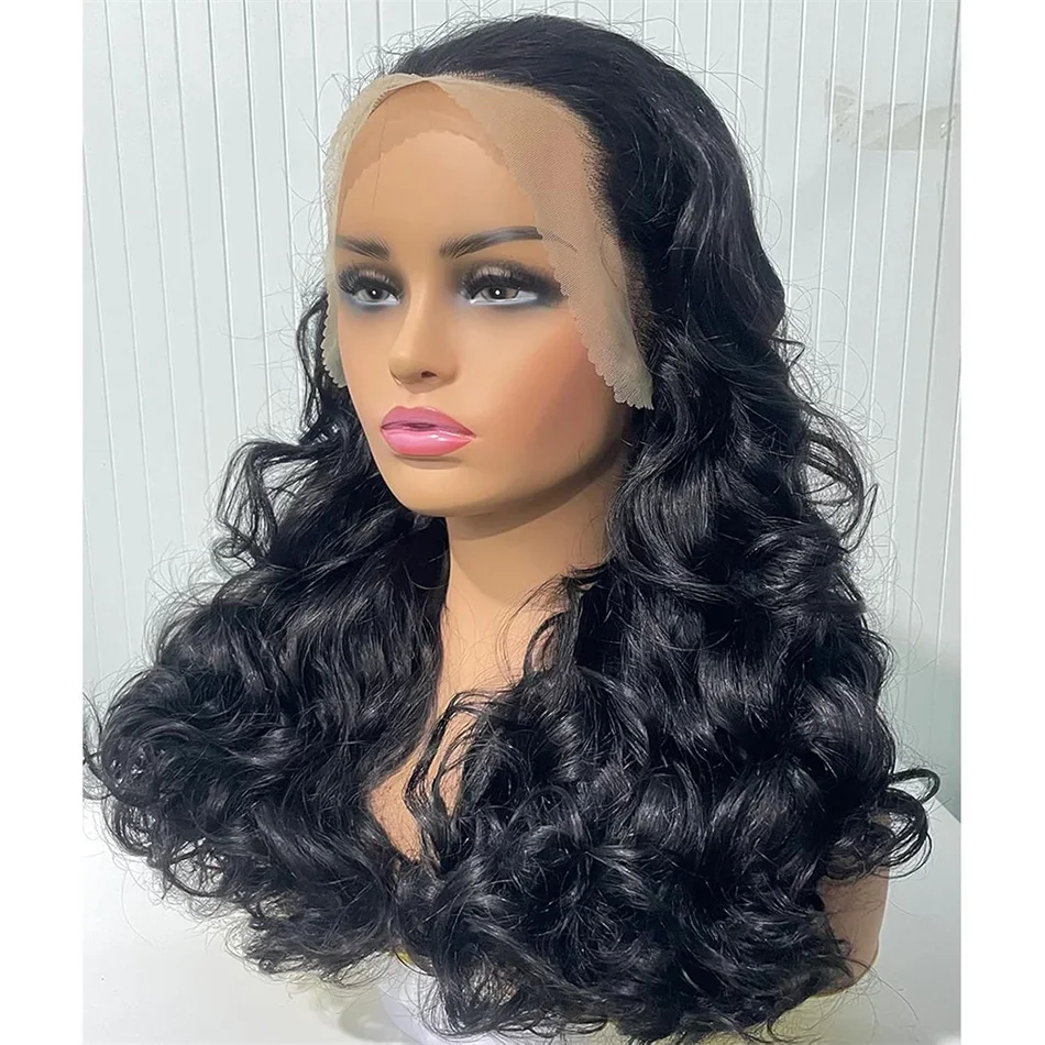 Raw Hair Vietnamese 250 Density 100% Hair Lace Frontal Wig Bouncy Wave Loose Wave Bob Wig Lace Front Hair Synthetic Material Wig