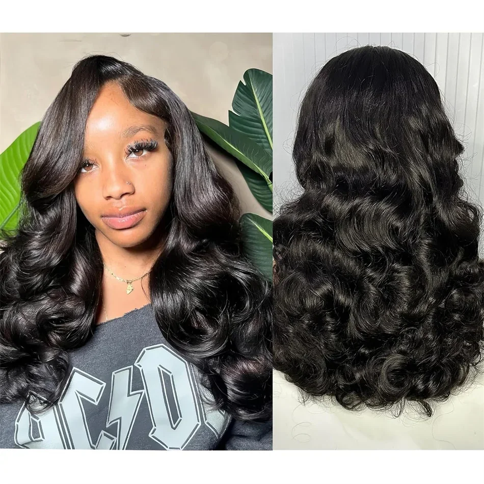 Raw Hair Vietnamese 250 Density 100% Hair Lace Frontal Wig Bouncy Wave Loose Wave Bob Wig Lace Front Hair Synthetic Material Wig