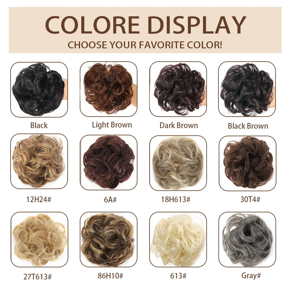 Claw Clip Messy Chignon Wavy Curly Hair Bun Clip in Claw Ponytail Synthetic Tousled Updo Scrunchie Hairpiece for Women