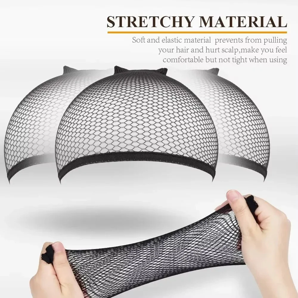 1/5/10/15/20/30Pcs High-Quality Stretchable Elastic Hairnets Black Wig Making Cap Cool Cosplay Weaving Hair Net Stretch Hairnets
