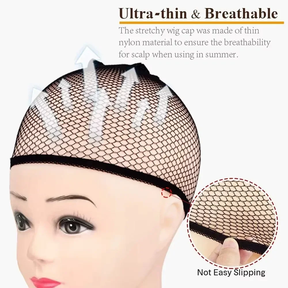 1/5/10/15/20/30Pcs High-Quality Stretchable Elastic Hairnets Black Wig Making Cap Cool Cosplay Weaving Hair Net Stretch Hairnets