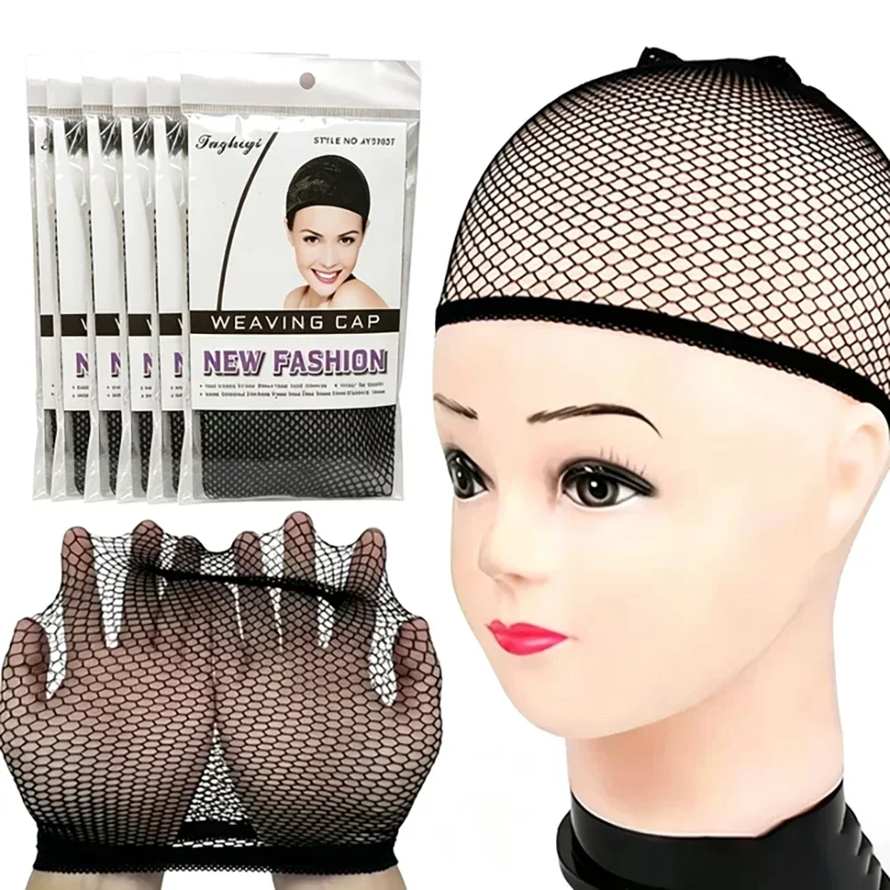 1/5/10/15/20/30Pcs High-Quality Stretchable Elastic Hairnets Black Wig Making Cap Cool Cosplay Weaving Hair Net Stretch Hairnets