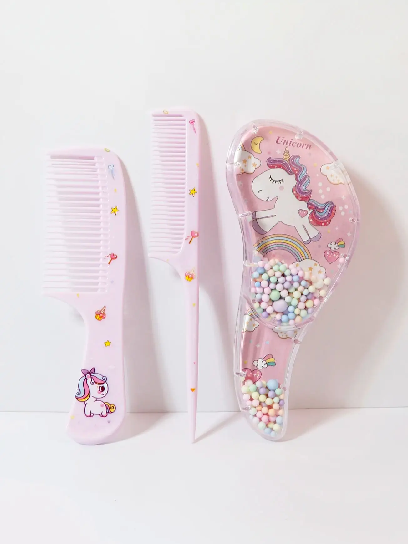 3pcs cartoon Comb Set, Wet and Dry Dual-Use, Hair Styling, Suitable for Any Hair Texture, Gift Set, Special for Real Hair Wigs