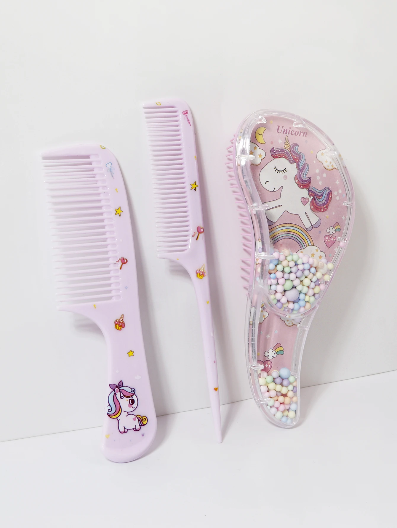 3pcs cartoon Comb Set, Wet and Dry Dual-Use, Hair Styling, Suitable for Any Hair Texture, Gift Set, Special for Real Hair Wigs